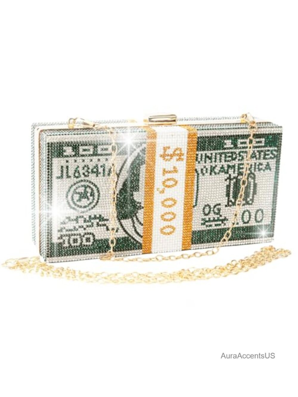 Glitter Rhinestone Money Shoulder Bag Women Evening Party Clutch Purse